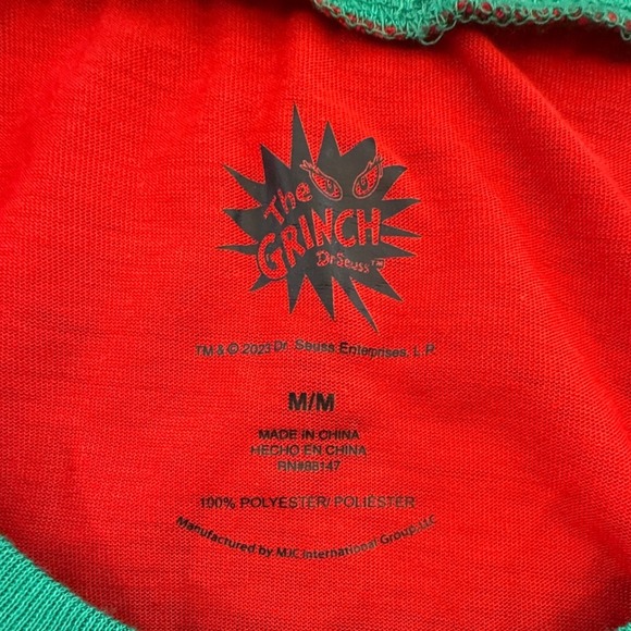 Grinch Merry Grinchmas Long Sleeve pajama top Red Green Size M Holiday Christmas - Picture 3 of 4